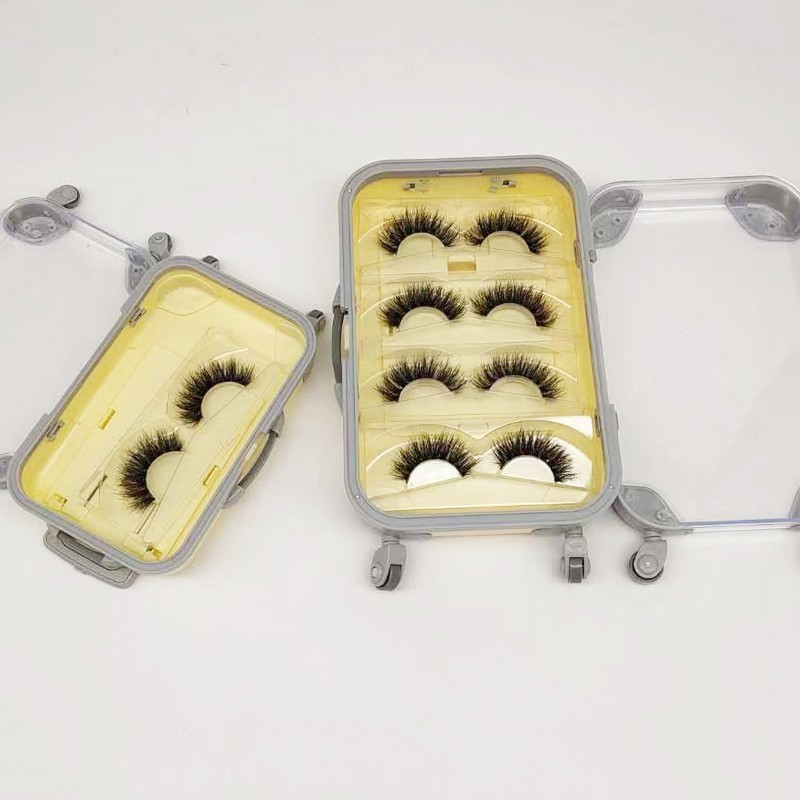 full strip lashes mini suitcase 5D fluffy vegan mink Cotton Band Eyelashes with mini suitcase wholesale 15--30mm fluffy