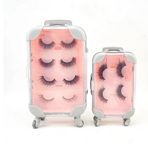 full strip lashes mini suitcase 5D fluffy vegan mink Cotton Band Eyelashes with mini suitcase wholesale 15--30mm fluffy