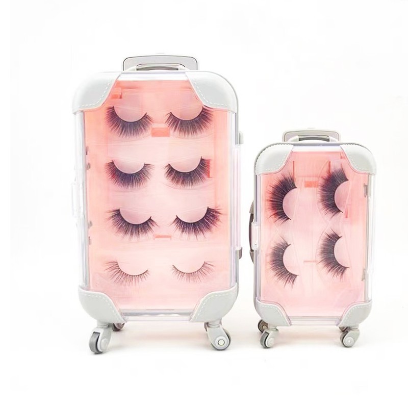 full strip lashes mini suitcase 5D fluffy vegan 5D fluffy vegan mink Cotton Band Eyelashes with Premium 100% 3d 18MM mink lashes