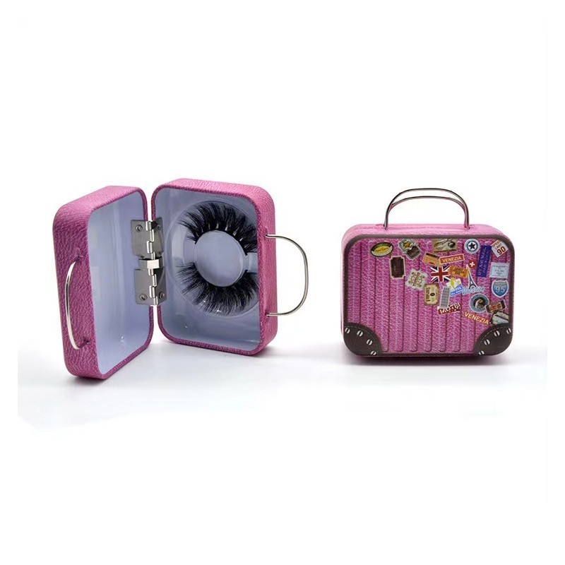 full strip lashes mini suitcase 5D fluffy vegan mink Cotton Band Eyelashes with mini suitcase wholesale 15--30mm fluffy