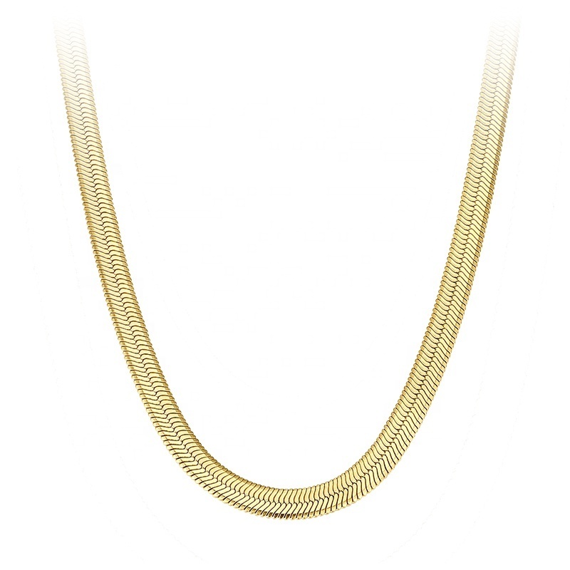 18K Gold Plated Stainless Steel Jewelry Snake Smooth Flat Herringbone Chain Width 5MM 7MM Accessories Necklaces P193045