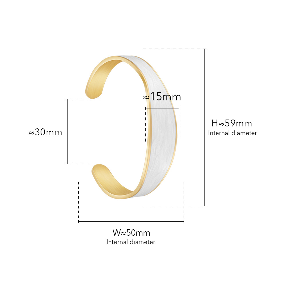 Latest 18K Gold Plated Stainless Steel Jewelry Irregular Thick Circle White Epoxy Cuff Bangle For Women Open Bracelet B232385