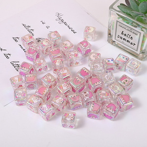 DIY jewelry making  Acrylic bubble Maat transparent square UV plated sugar cube beads transparent diy handmade loose beads