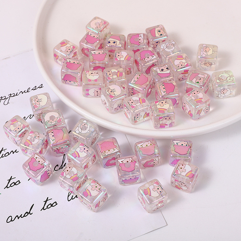 DIY jewelry making  Acrylic bubble Maat transparent square UV plated sugar cube beads transparent diy handmade loose beads