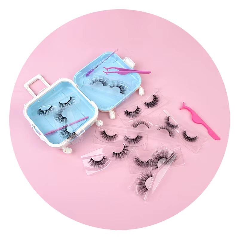 Custom Empty Eye Lash Box Lashbox Mini Luggage Small Eyelash Packaging Suitcase Wholesale