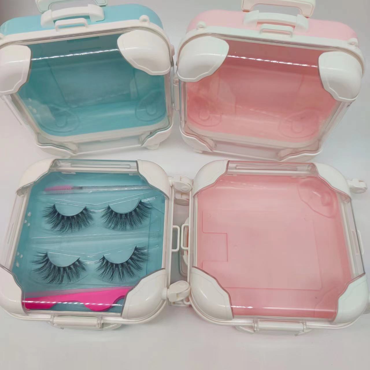 Custom Empty Eye Lash Box Lashbox Mini Luggage Small Eyelash Packaging Suitcase Wholesale