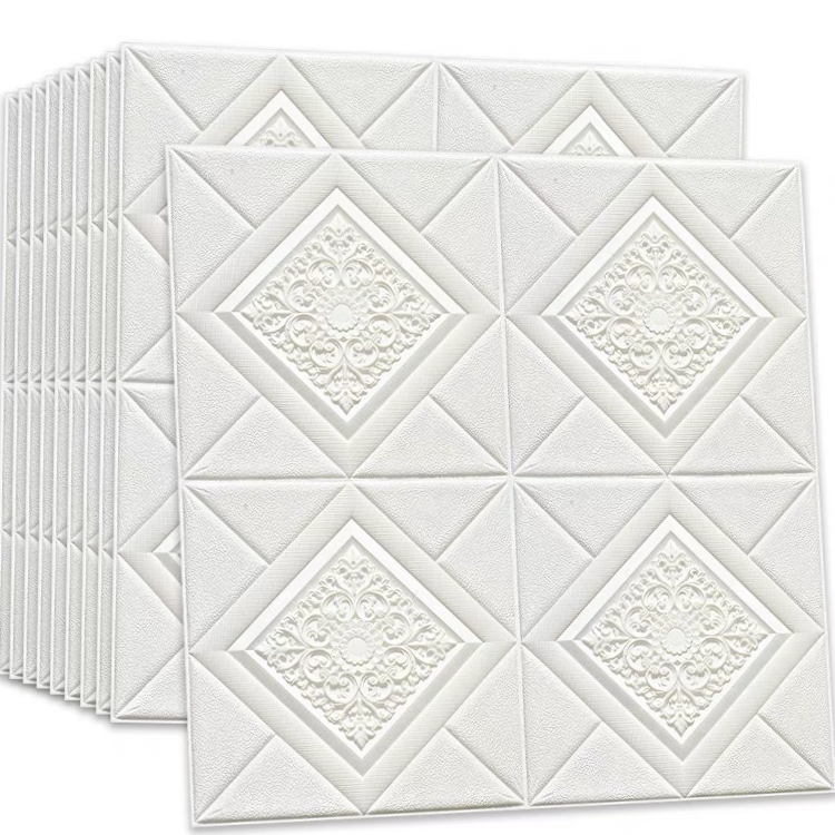 Thickened diamond 3D white brick pattern wall and ceiling paste 70 * 70 CM