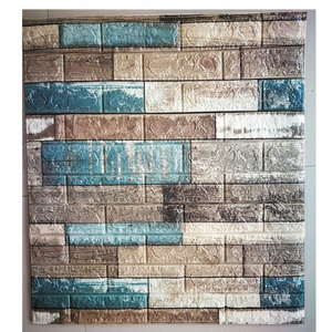 70x77cm foam faux stone geometric 3d wall panels,turquoise removable wallpaper