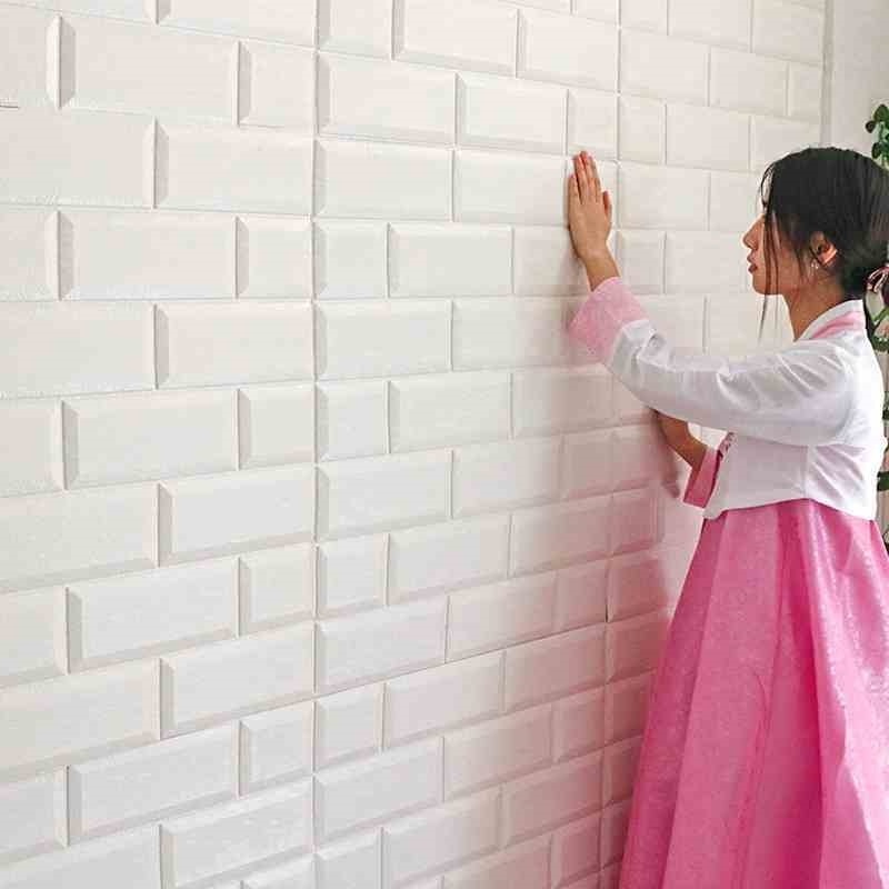 3D Design Removable Acrylic Wall Stickers 3D Brick Wall Panel Backed Vinyl Wallpaper