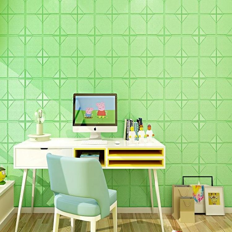 3D Foam Panel Wall Art Decor Green And Cream Wallpaper 4D Wall Murals Wallpaper