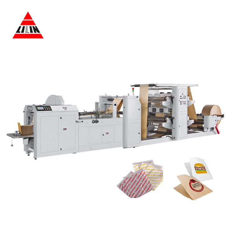 liin machinery paper product  LMD-400B+LST-4700R V-bottom Hand holding Paper Bag Making Machine With Flexo Printing Machine