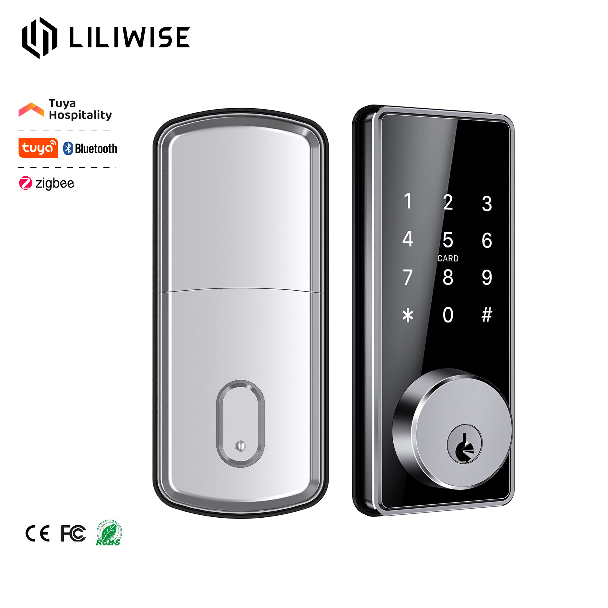 Liliwise Hotel Locks Tuya Ble App Digital Lock Electronic Wifi Zigbee Remote App Fingerprint Keyless Deadbolt Smart Door Lock