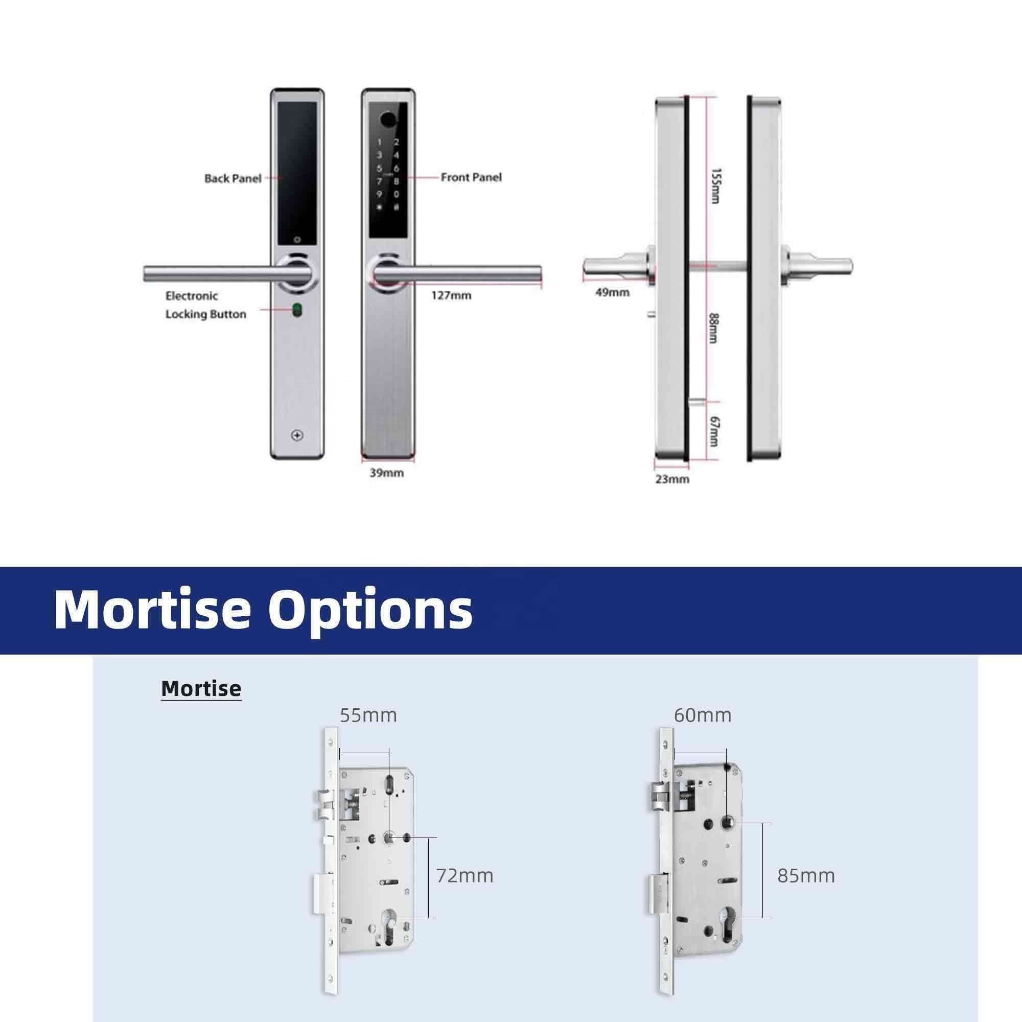 Smart APP BLE WiFi Fingerprint Door Lock  Password Card Mechanical Key Door Lock With Cylinder