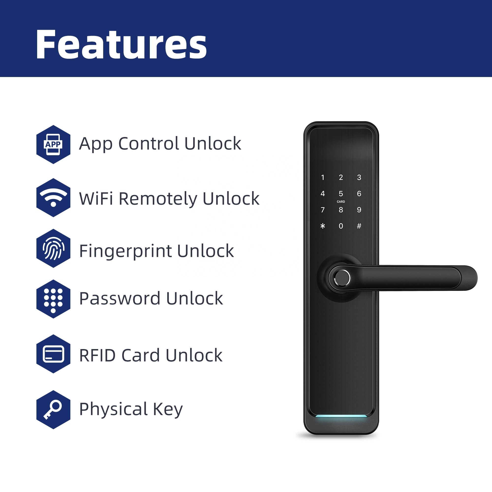 Cerradura Inteligente Hot sell Home Waterproof Alexa  Fingerprint Electronic Gate Ttlock App Smart Lock