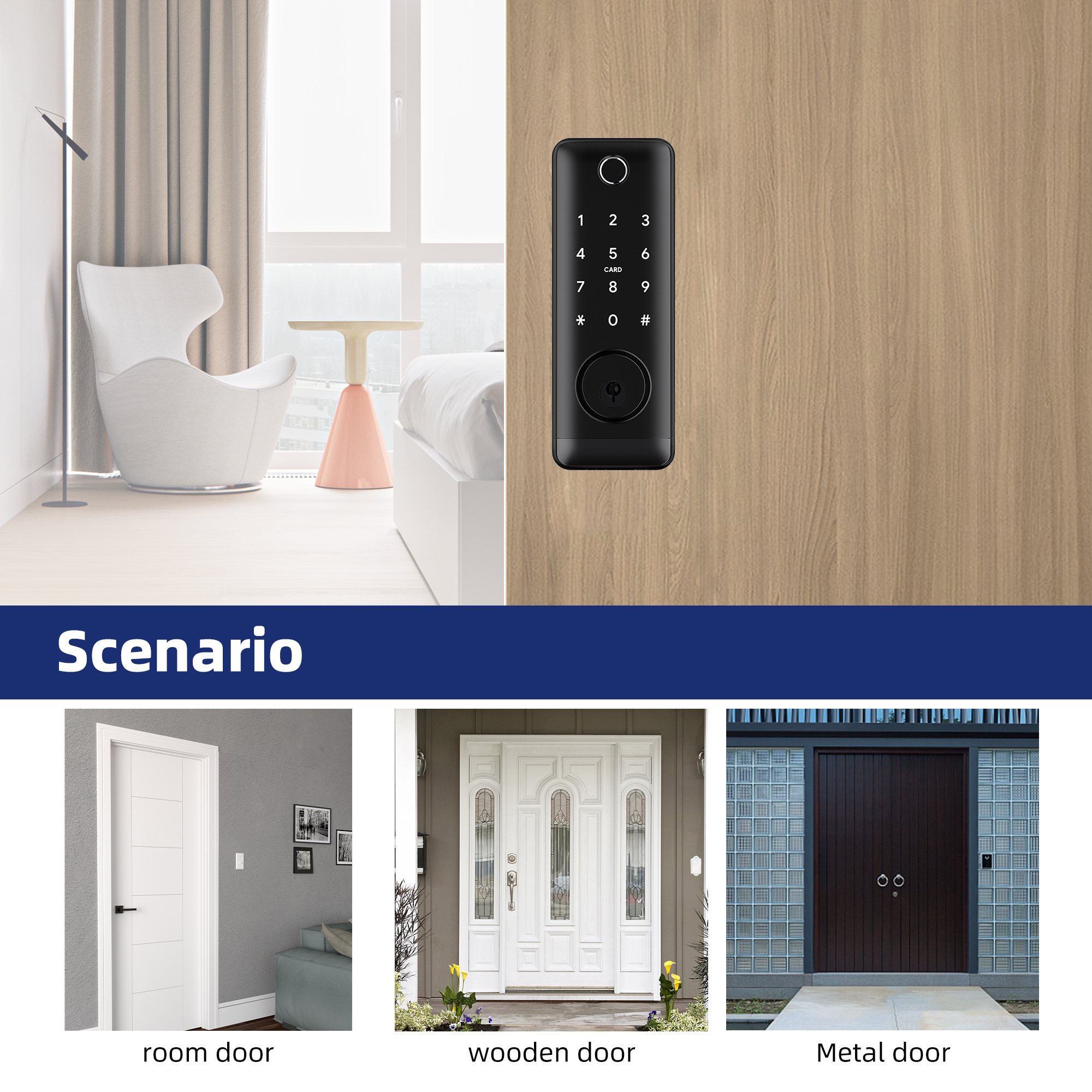 Liliwise Waterproof Entrance Outdoor Smart Deadbolt Keypad Digital Lock without Handle Tuya APP TTLOCK With Alexa Google Home