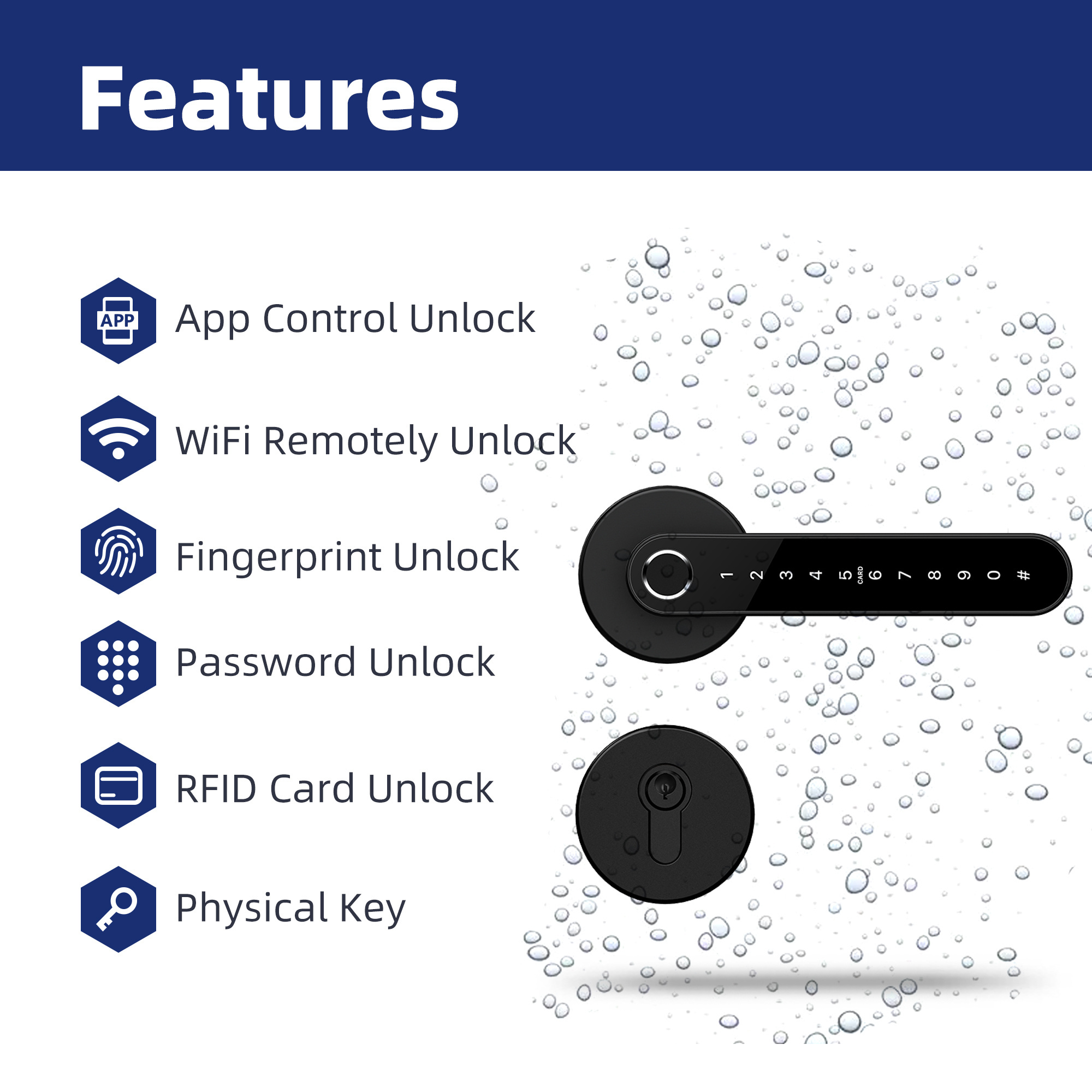 Liliwise Tuya TTLOCK Intelligent Biometric Lock Smart Handle Lock Fingerprint PIN Code Lock with European Cylinder with Rosette