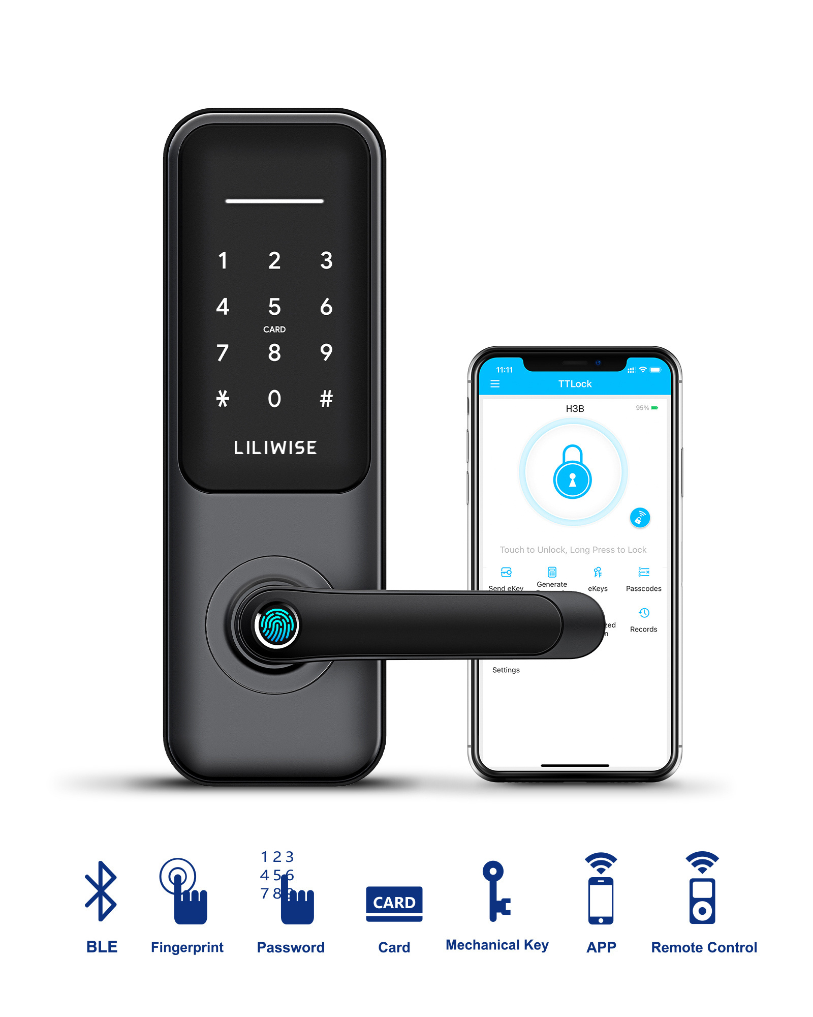 Liliwise High Security Fingerprint Ttlock Smart Lock Tuya WIFI BLE Digital Smart Door Lock For Home Airbnb Apartment Project