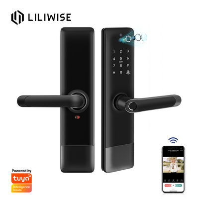 Liliwise Newest Tuya App Peephole Door Lock Home Digital Fingerprint Cats Eye Smart Camera Door Lock with Doorbell