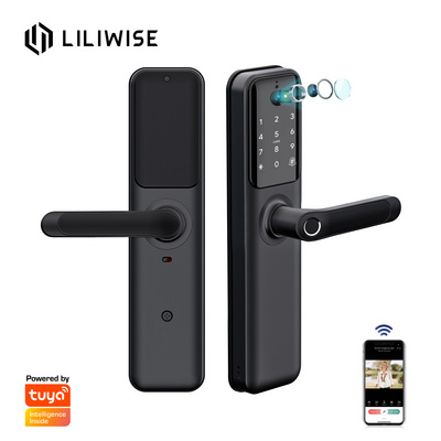 Liliwise New Intelligent Wifi Camera Door Lock Tuya APP Digital Peephole Viewer Fingerprint Smart Door Lock with Camera