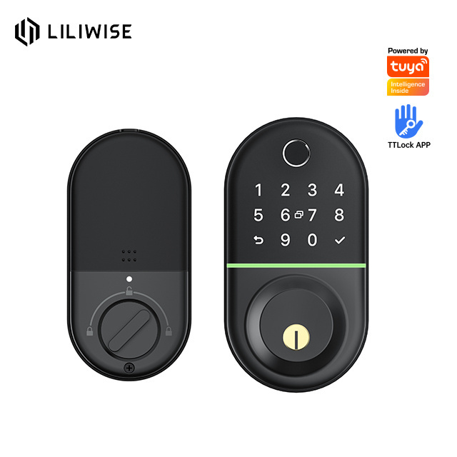 Liliwise Tuya Cerradura inteligente TT Lock Wifi Controlled Fingerprint Deadbolt Smart Keyless Door Lock with American Standard