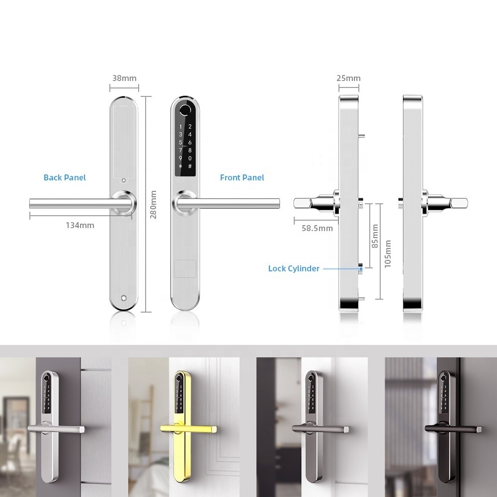 Wifi BLE Remote Control Smart Mortise Cylinder Lock For Aluminum Door