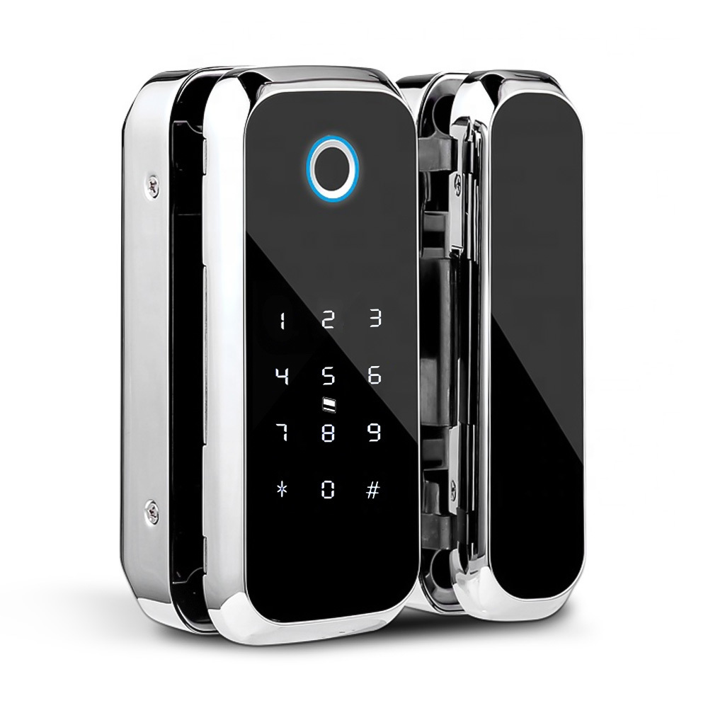 Smart WiFi BLE APP Access Electronic Biometric Fingerprint Office Glass Sliding Door Lock