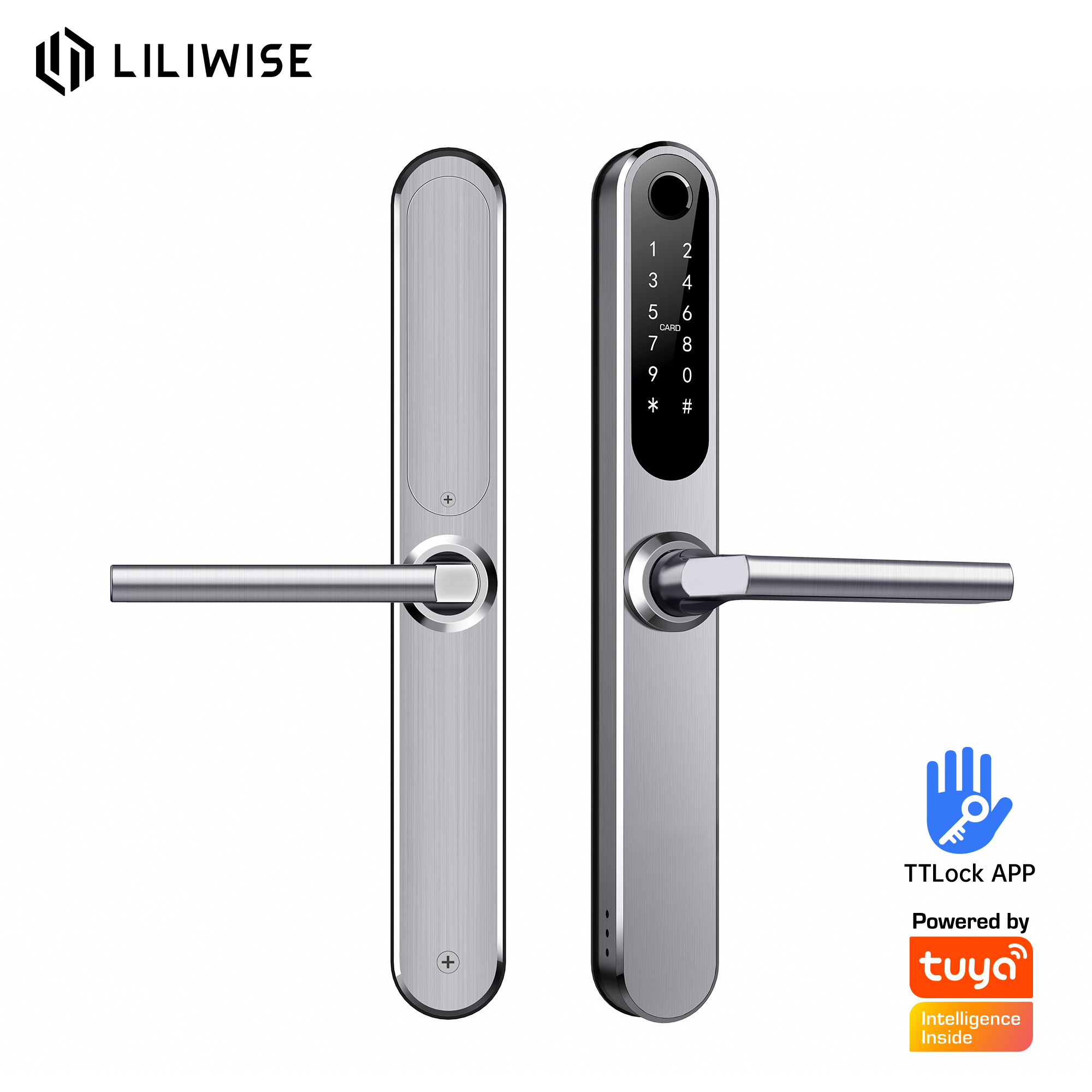 Liliwise Waterproof IP66 Outdoor TTlock app Slim Smart Lock for Narrow Profile Aluminum Doors Wooden Doors and Grill Gate Doors