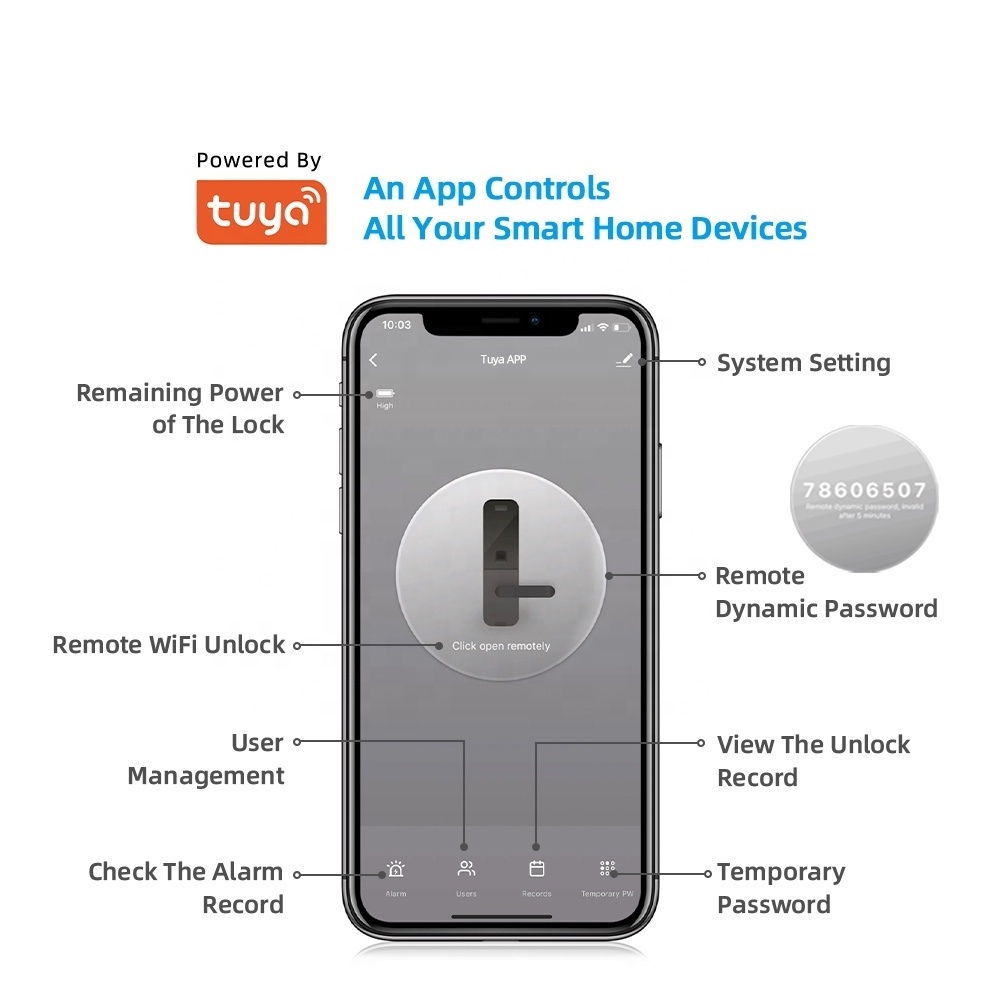 Digital Water Proof Lock Tuya Lock Suitable Wood Main Gate Door Lock With Key