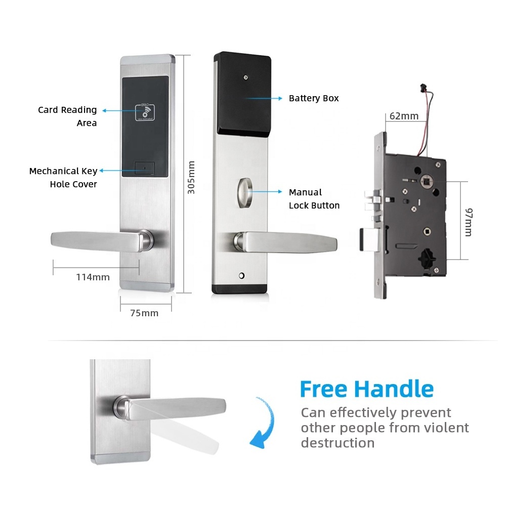 Digital Smart RFID Card Hotel Smart Card Door Lock with Free Management System