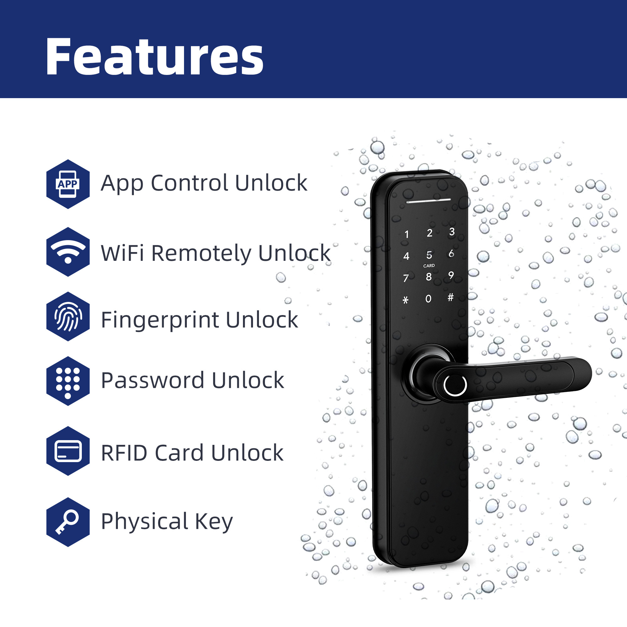 Liliwise TThotel Locks Waterproof Outdoor Smart Biometric Fingerprint Door Lock For Airbnb Condo Apartment Project