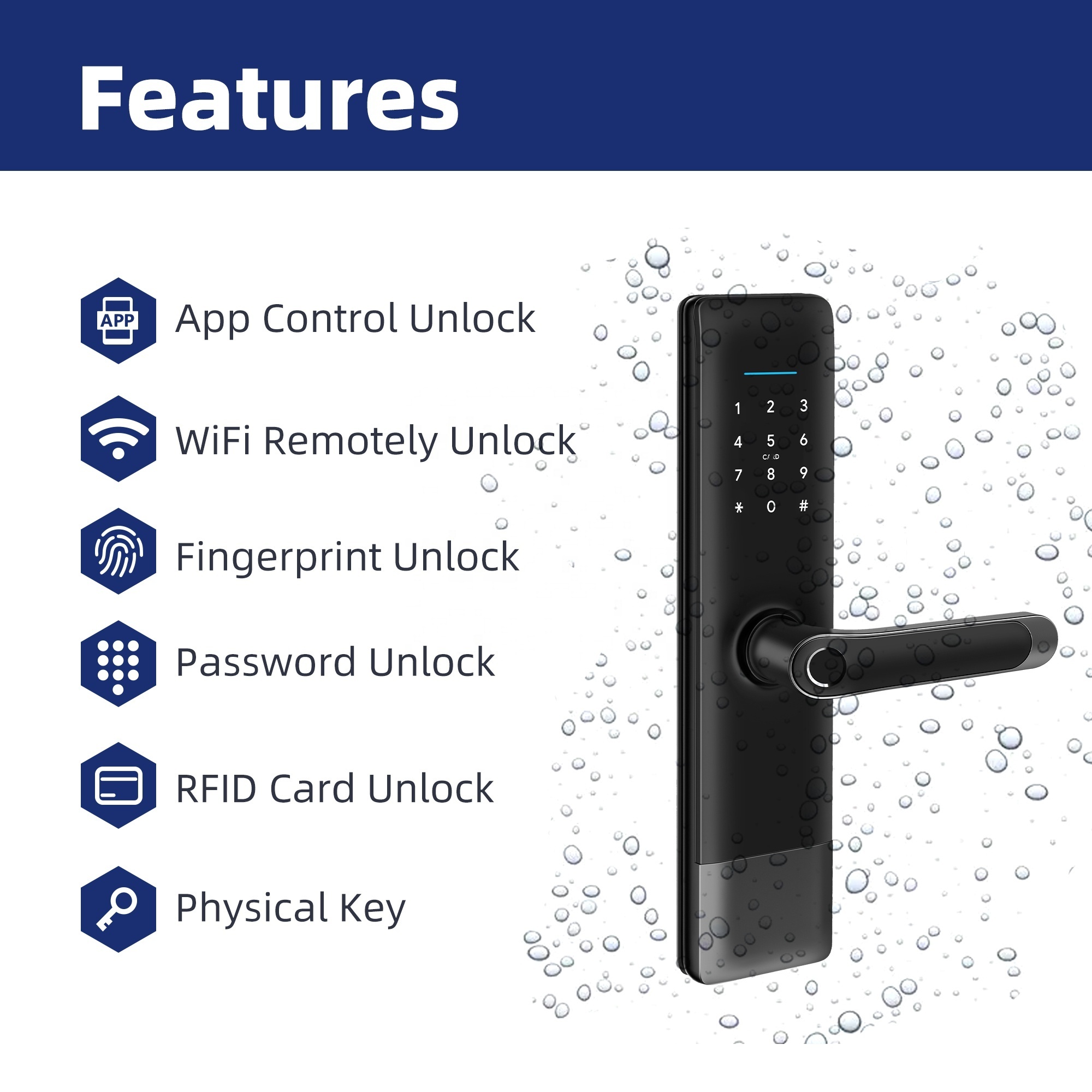 Liliwise High Security Digital Electronic Lock Fingerprint Smart Door Lock Waterproof Outdoor TTLOCK BLE Wifi Smart Lock