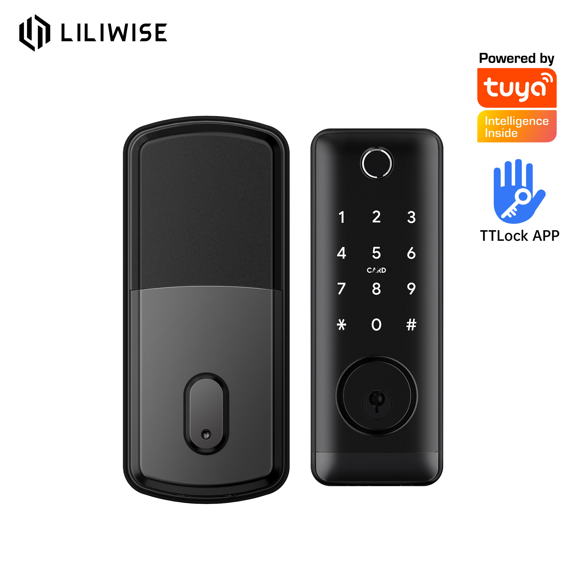 Liliwise Waterproof Smart Deadbolt Keypad Lock Smart Tuya App TTLock Fingerprint Lock Keyless Smart Digital Door Lock