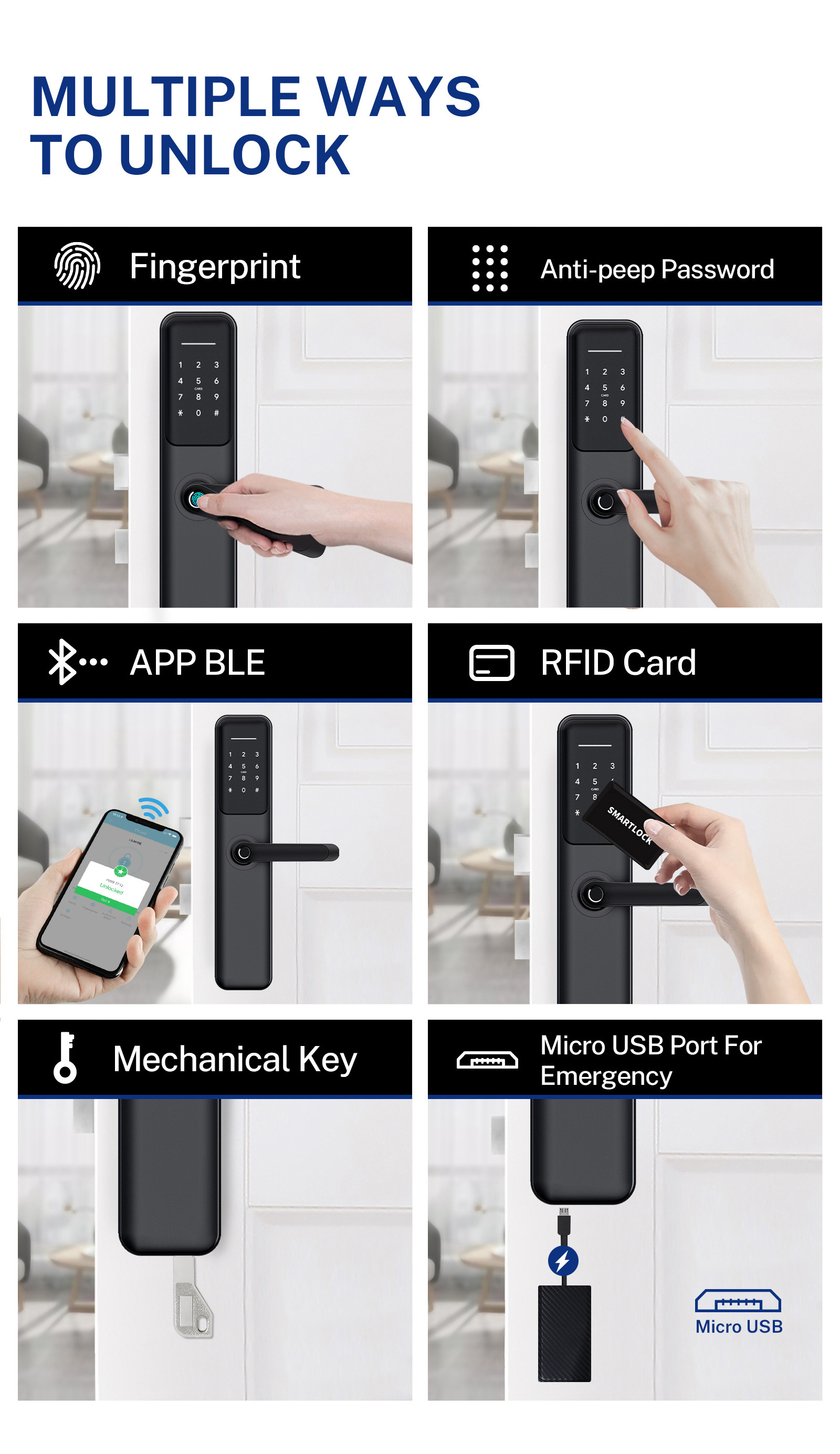 Liliwise New Design Smart Electric Digital Door Lock Waterproof Tuya Ttlock Wifi Bluetooth Locks Fingerprint Door Locks