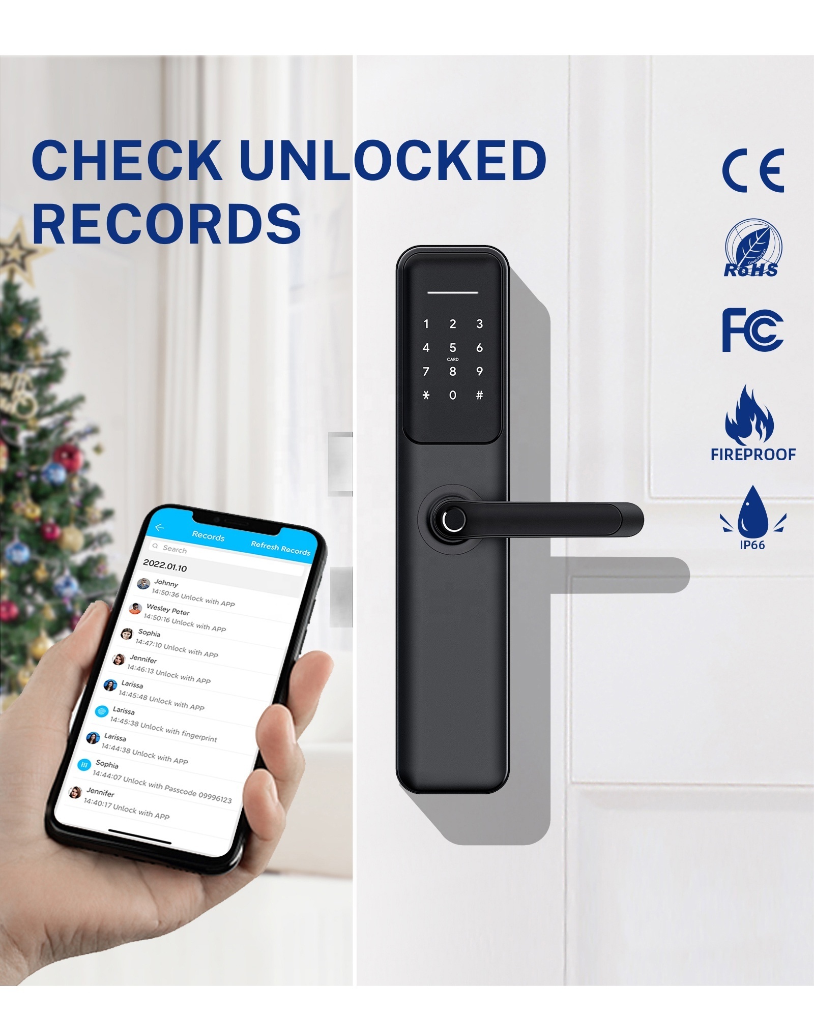 Liliwise New Design Smart Electric Digital Door Lock Waterproof Tuya Ttlock Wifi Bluetooth Locks Fingerprint Door Locks