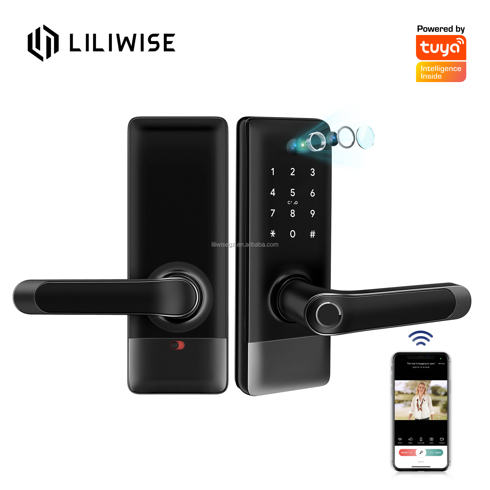 Liliwise Tuya Zigbee Door Lock Card Code Fingerprint Lock BLE Wifi Smart Camera Door Lock with Video Door Bell