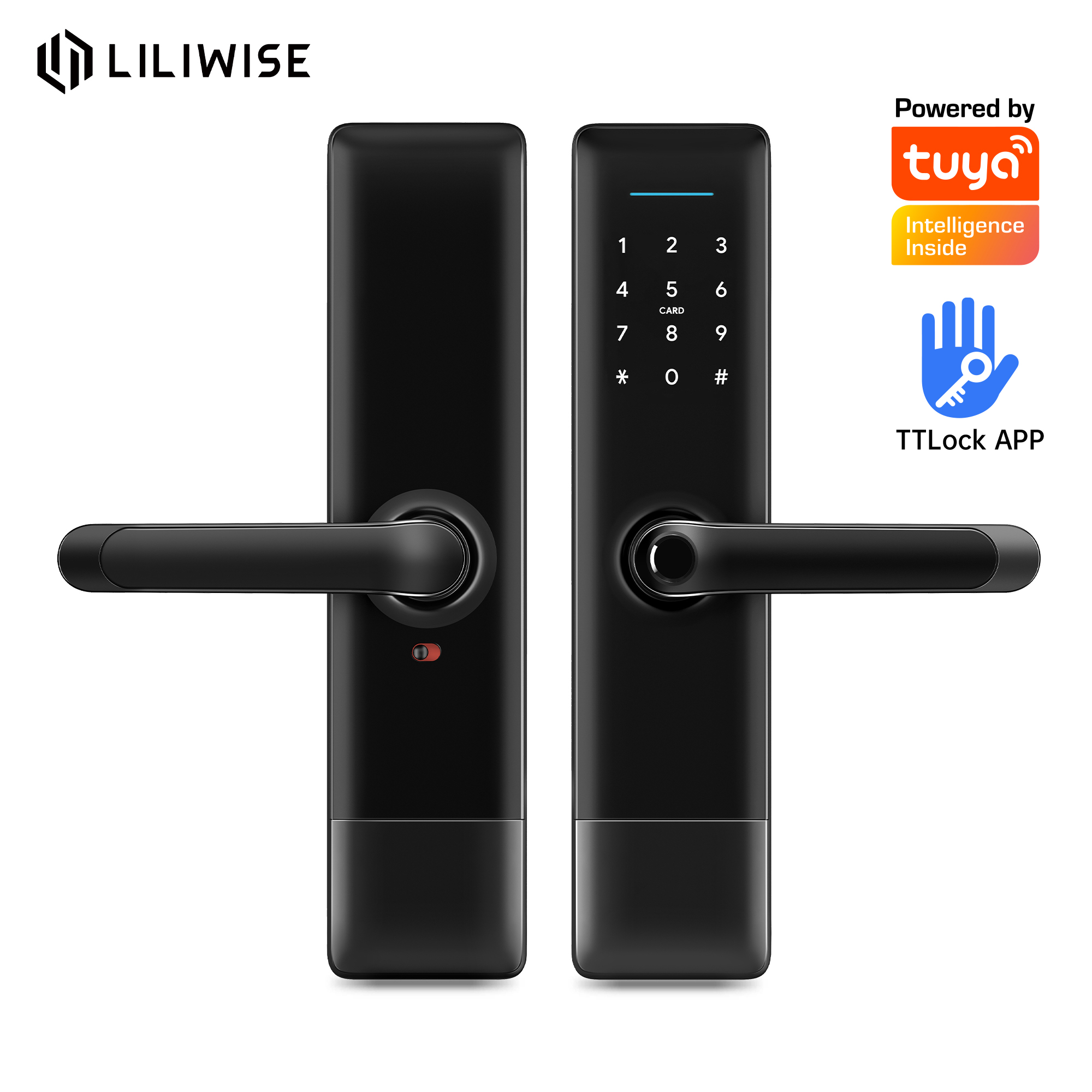 Liliwise Cerradura Inteligente Tuya Wifi App Smart Door Lock Biometric Fingerprint Door Handle Keyless Lock for Airbnb Project