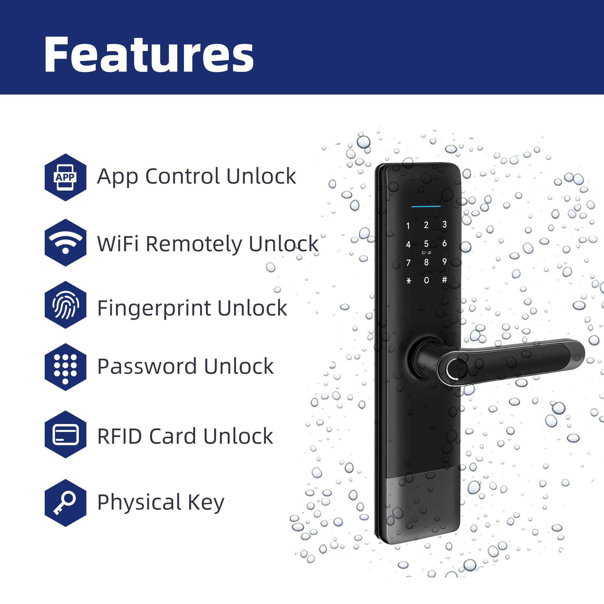 Liliwise Cerradura Inteligente Tuya Wifi App Smart Door Lock Biometric Fingerprint Door Handle Keyless Lock for Airbnb Project