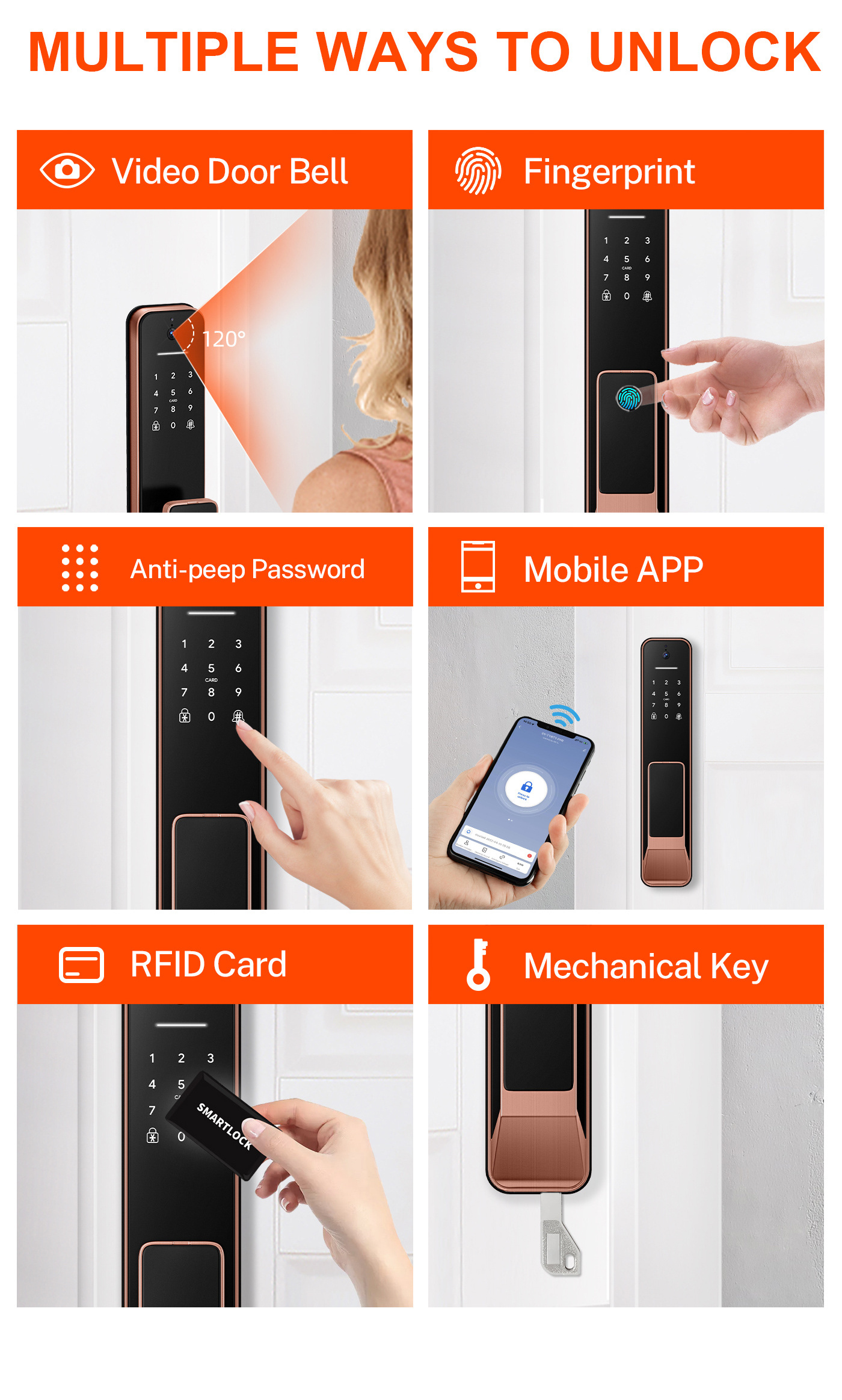 Liliwise Smart Lock Manufacturers Wifi Tuya Smart Life App Video Door Bell Password Mortise Lock Smart Door Lock with Camera