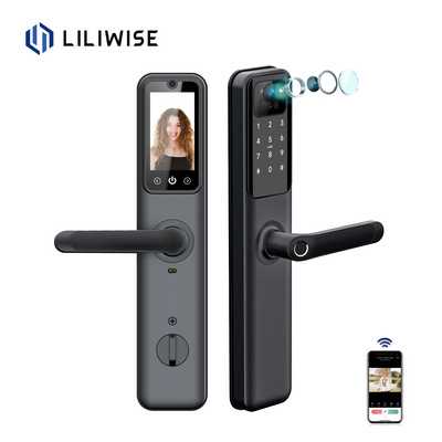 Liliwise  HD Camera Cat Eye Tuya APP Door Lock Digital Password Fingerprint Face Recognition Smart Door Lock with Screen