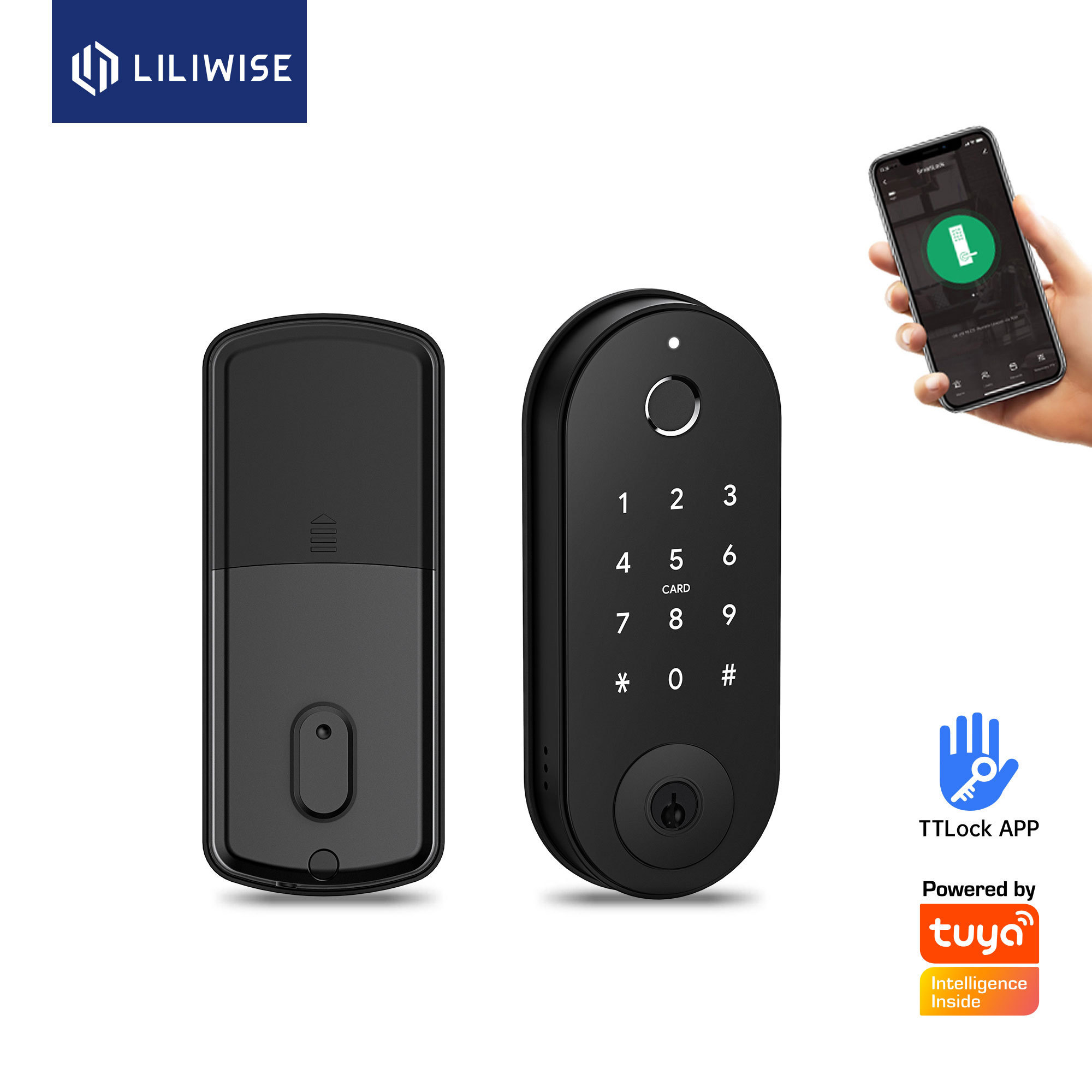 Liliwise Smart Video Door Phone Tuya APP BLE Camera Door Lock Waterproof Auto Smart Deadbolt Lock With Alexa Google Assistant