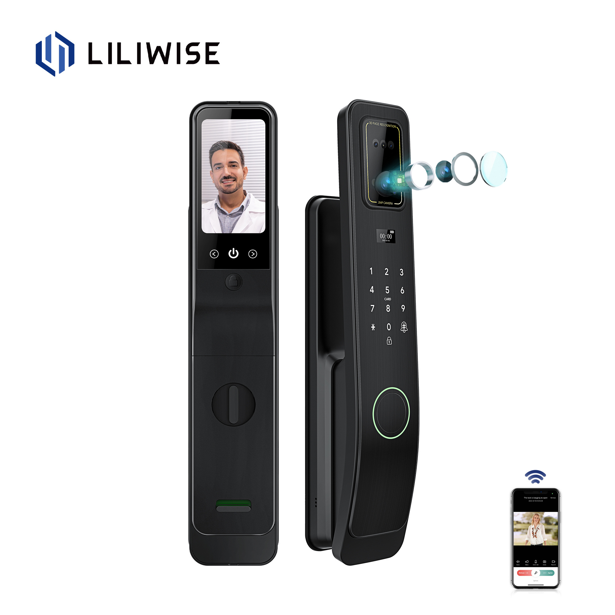 Liliwise Face Recognition Door Lock Fully Automatic Biometric Fingerprint Scanner Eye Scanner Smart Camera Door Lock