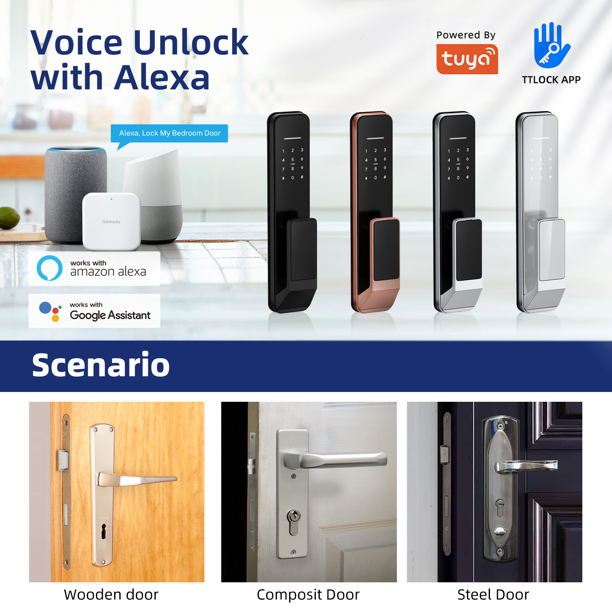 Liliwise Outdoor Tuya Smart Cerradura Inteligente Biometric Fingerprint Digital Door Lock Auto Smart Lock for Airbnb Project