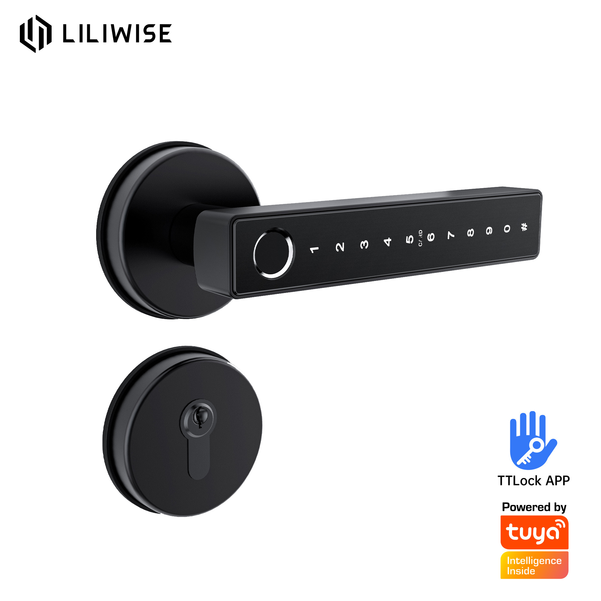 Liliwise Tuya TTlock Digital Lock Fashion Design Interior Door Waterproof Smart Lever Door Handle for Wooden Doors