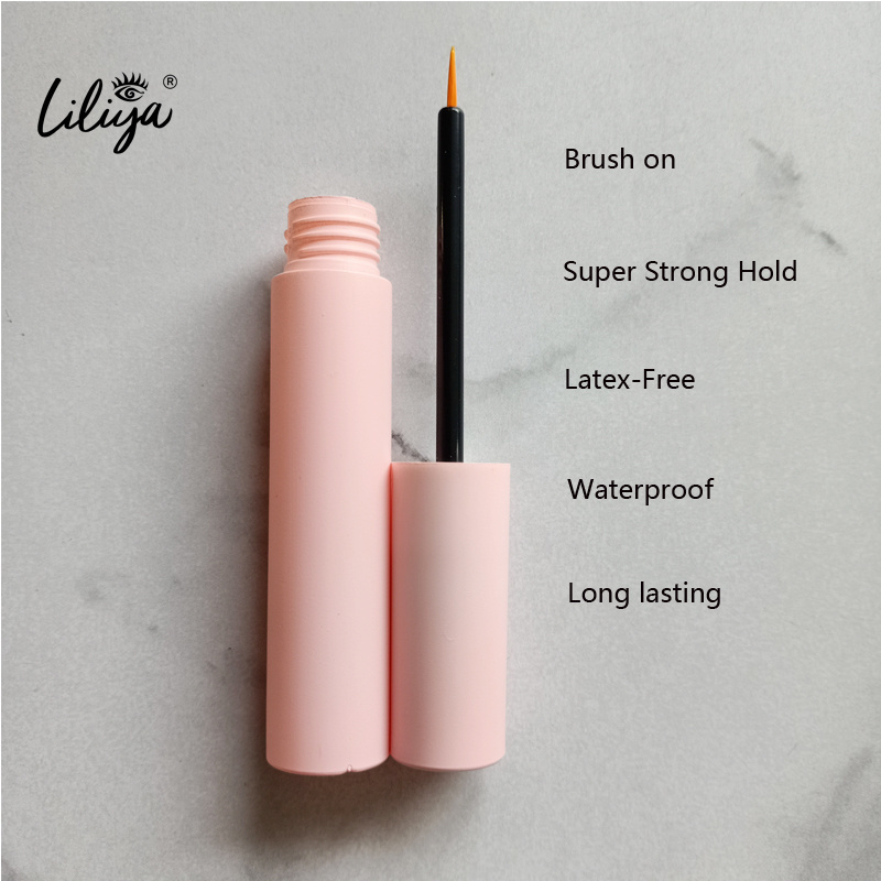 Liliya super strong hold latex free waterproof fast dry strip eyelash adhesive false eyelashes adhesive brush on lash glue