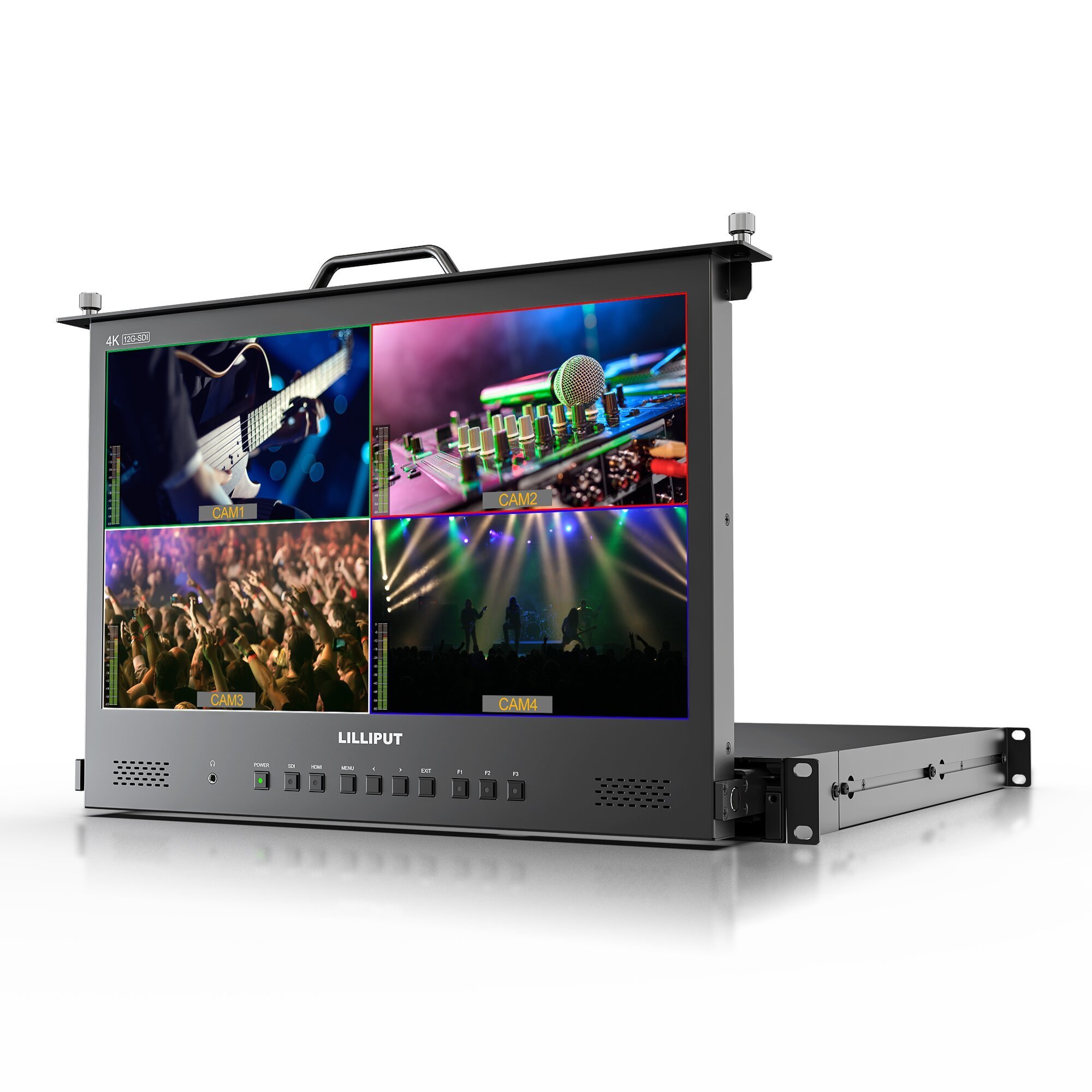 Lilliput RM1731S-12G 17.3 inch 4K 12G-SDI 1RU Pull-out rack mount broadcast drawer monitor