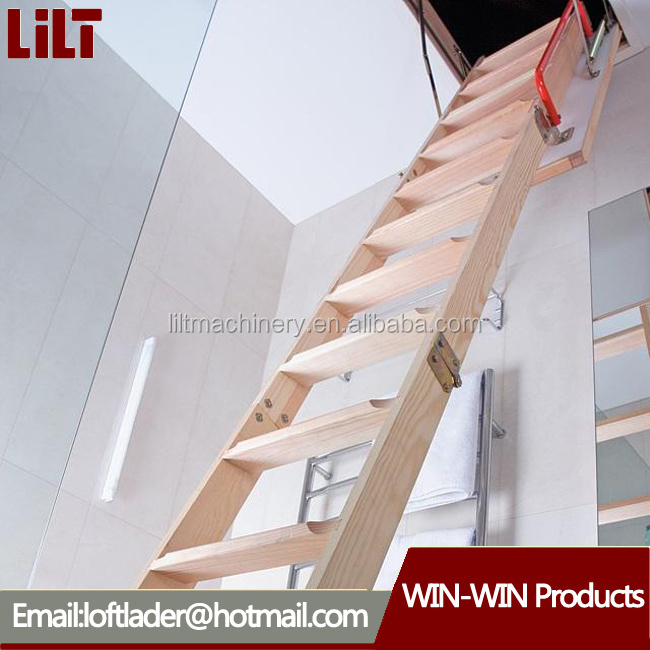 New design domestic loft ladder folding wooden attic stairs