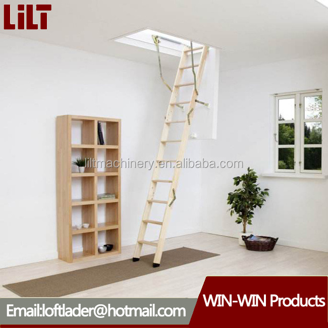 New design domestic loft ladder folding wooden attic stairs