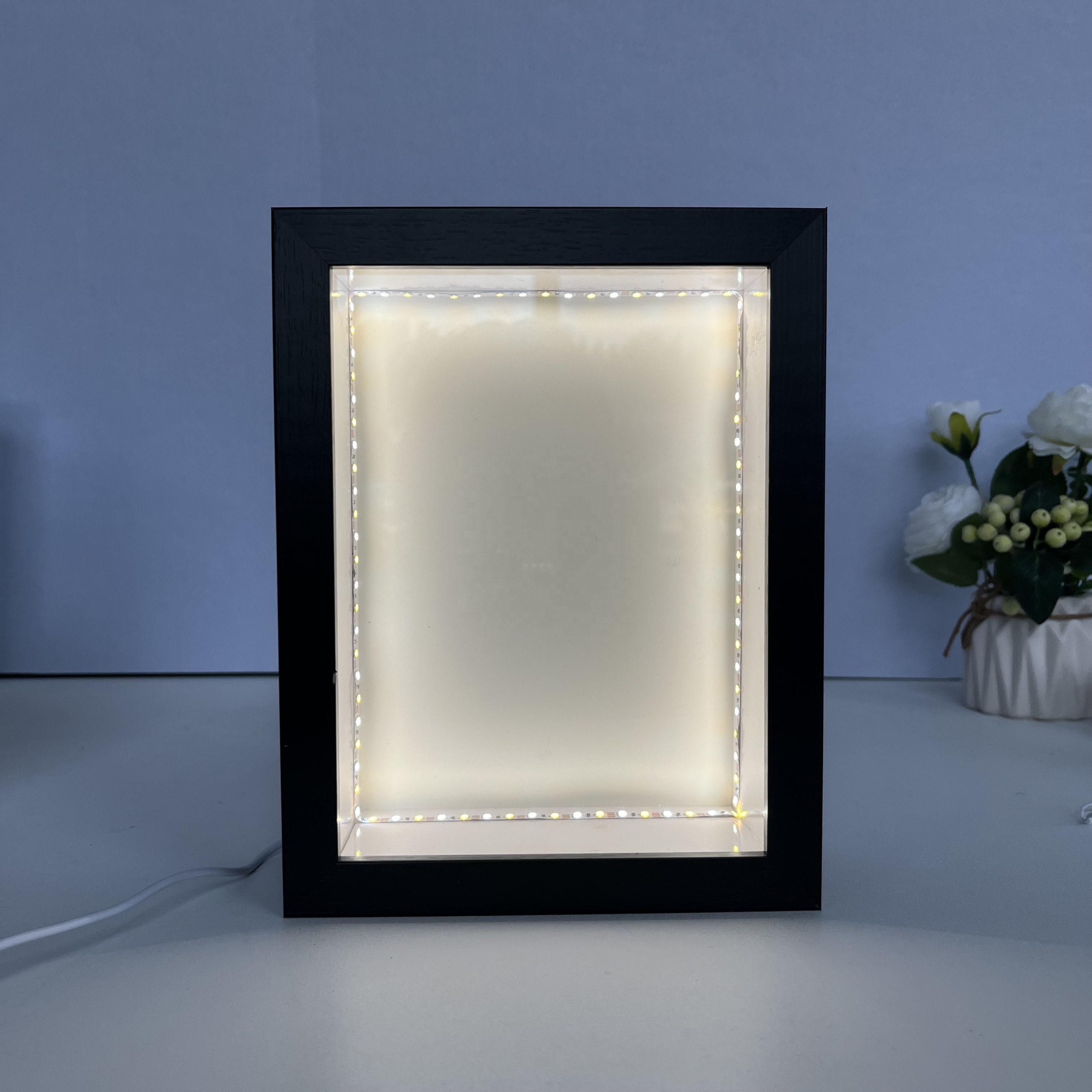 Decoration Art Black White Wood MDF deep 6cm shadow box frame 3d 6x6 8x8 Shadow Box Frame with glass