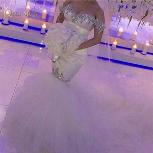 FA106 Off-the-shoulder Mermaid Wedding Dresses 2022 Hot Selling New Court Train Luxury Crystal Rhinestone Tulle Bridal Gowns