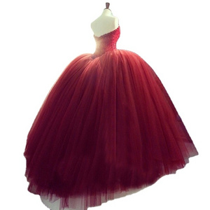 FA71 Vestidos de novia Crystal Red Wedding Dresses Princess Sweetheart Beaded Tulle Puffy Ball Gown Wedding Gowns